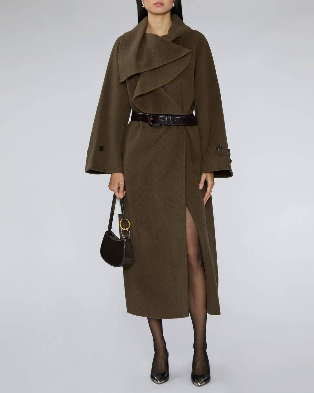 NEW STAUD noah asymmetrical coat in taupe